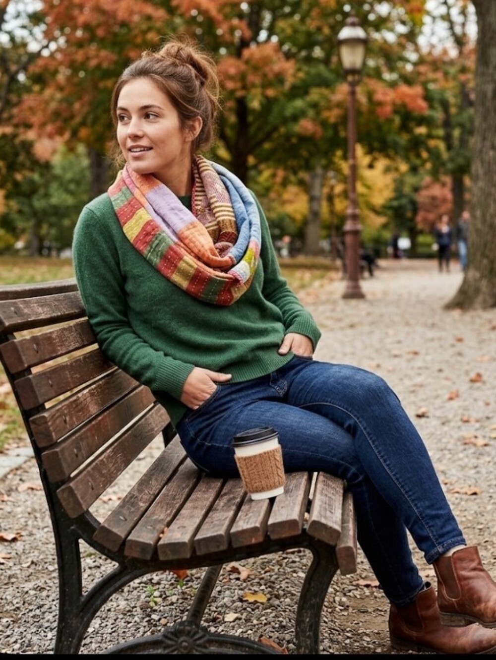 Handmade Kantha quilt patch Scarf lightweight colorful C